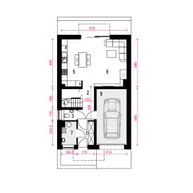 Rzut projektu Aida z garażem - Parter