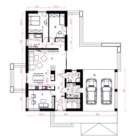 Rzut projektu Słoneczna z wiatą - Parter