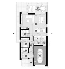 Rzut projektu HOMEKONCEPT 130 wariant 01 - Rzut parteru