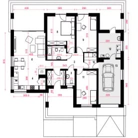 Rzut projektu Jerzynka II z garażem - Parter