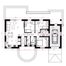 Rzut projektu Jarzębina z garażem - Parter