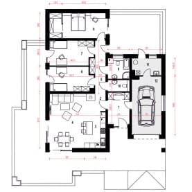 Rzut projektu Srebrna II z garażem - Parter