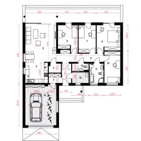 Rzut projektu Gąska III A z garażem - Parter