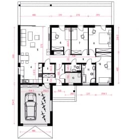 Rzut projektu Gąska IV A z garażem - Parter