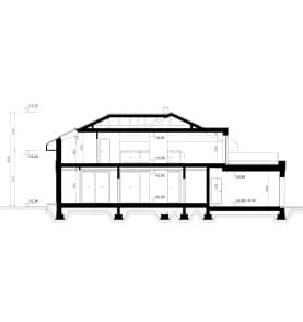 Rzut projektu HOMEKONCEPT 128 wariant 01 - przekrój