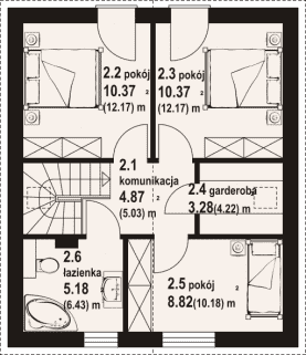 Rzut projektu grodziec bb 70 - Poddasze