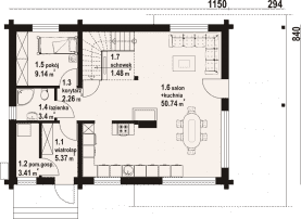 Rzut projektu osiek 313 dw - Parter