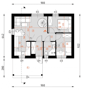 Rzut projektu D439 - WT2021 wersja drewniana - Parter