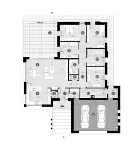 Rzut projektu HOMEKONCEPT 26 wariant 04 - Rzut parteru