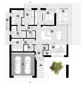 Rzut projektu HOMEKONCEPT 133 wariant 02 - Rzut parteru