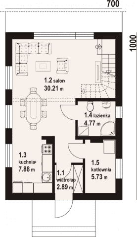 Rzut projektu radowice aa 70 - Parter