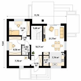 Rzut projektu Ibis 2 (KO) - parter