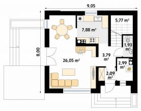 Rzut projektu Jagoda (CE) - parter