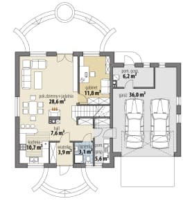 Rzut projektu Aurelia II - Parter