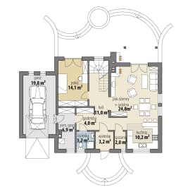Rzut projektu Miranda - Parter