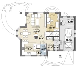 Rzut projektu Numeriusz - Parter