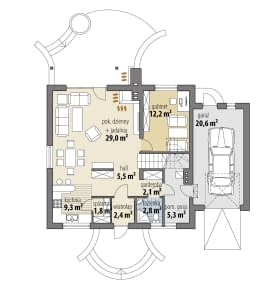Rzut projektu Perykles - Parter