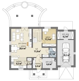 Rzut projektu Planeta I - Parter