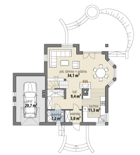 Rzut projektu Rodos - Parter
