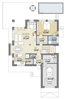 Rzut projektu Soho I - Parter