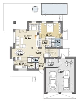 Rzut projektu Soho II - Parter