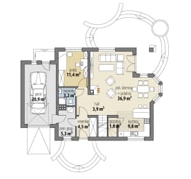 Rzut projektu Westalka IV - Parter
