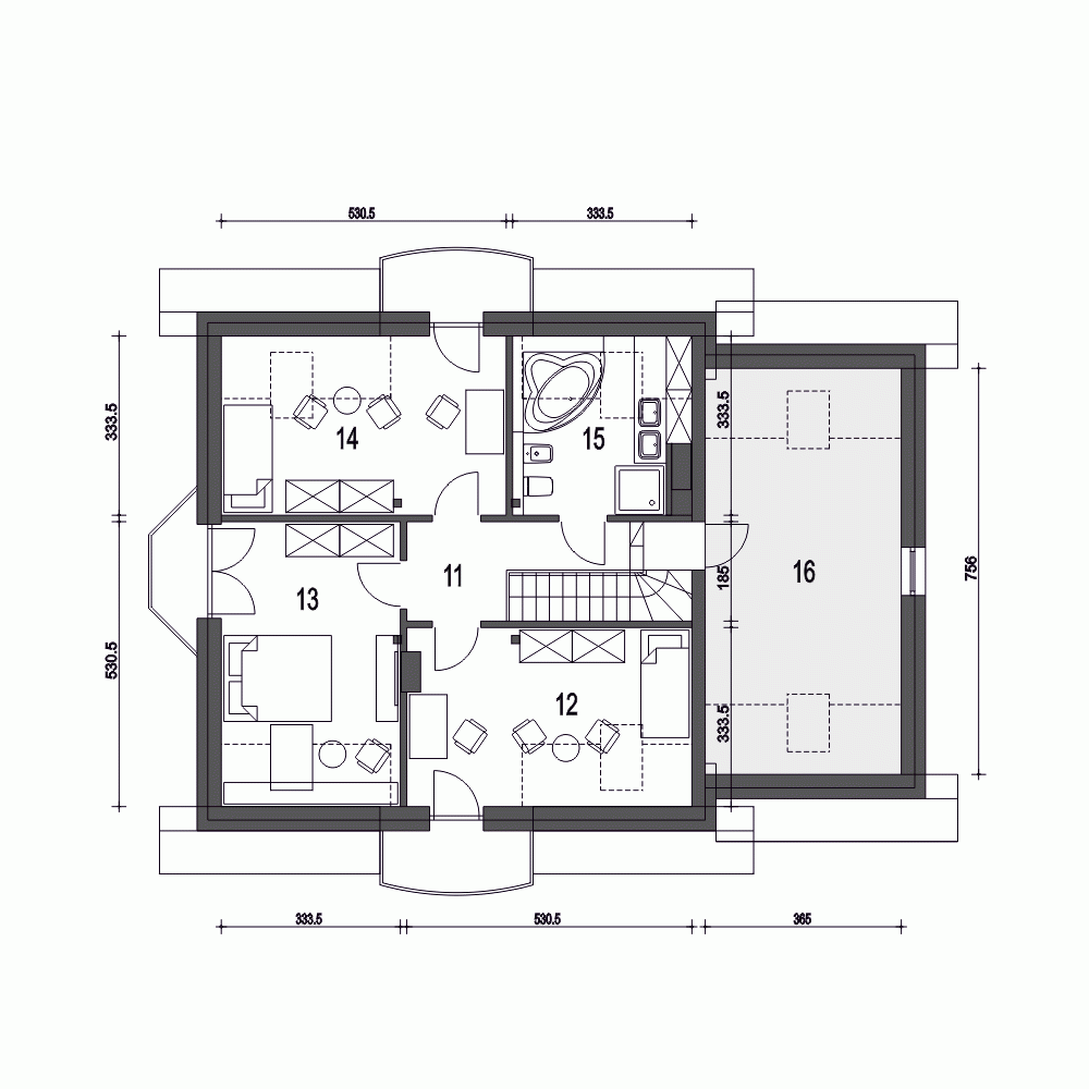 Rzut projektu Dom Dla Ciebie 3 z garażem - Piętro