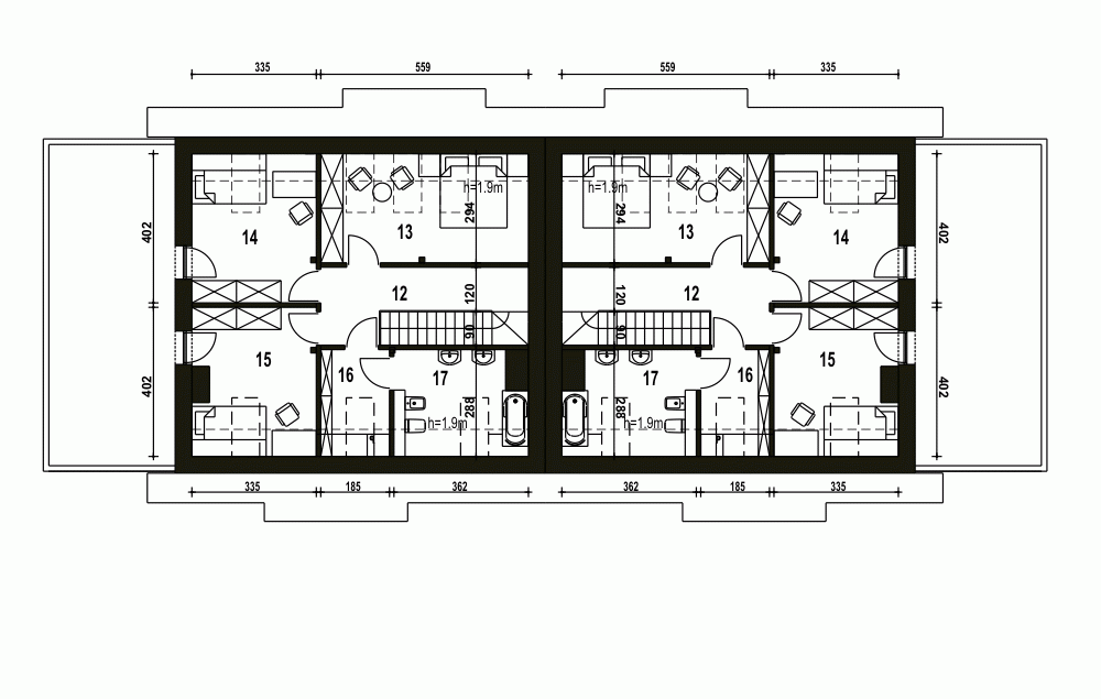 Rzut projektu Sosnówka II BL2 z garażem - Piętro