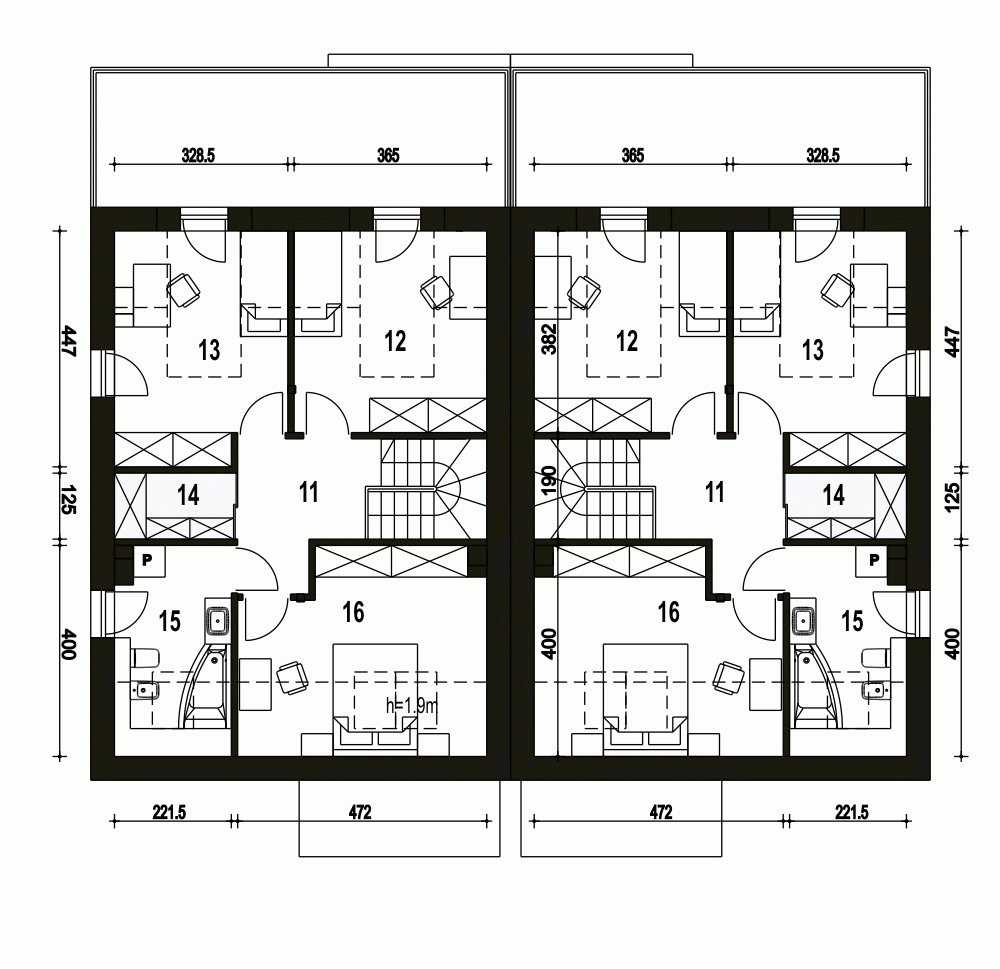 Rzut projektu Makolągwa BL1 z garażem - Piętro