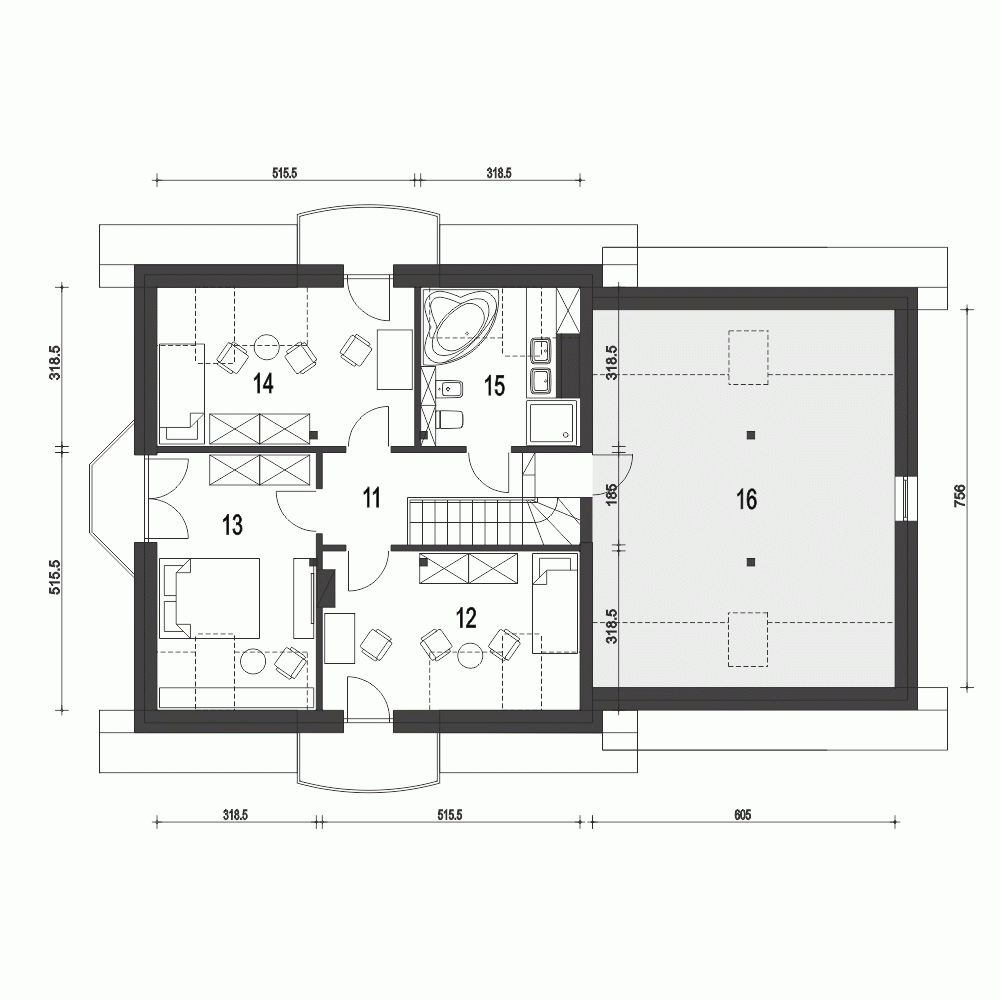 Rzut projektu Dom Dla Ciebie 5 A1 z garażem 2st. - Piętro
