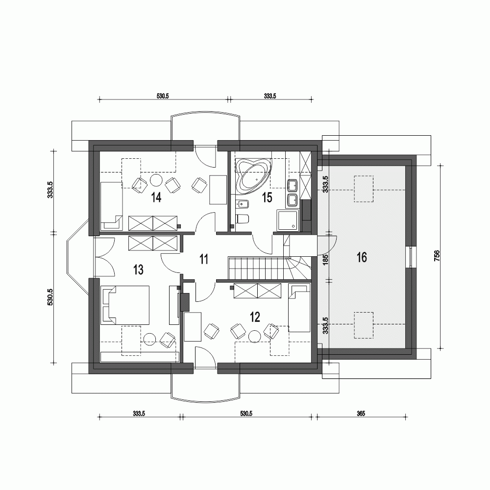 Rzut projektu Dom Dla Ciebie 3 A2 z garażem - Piętro