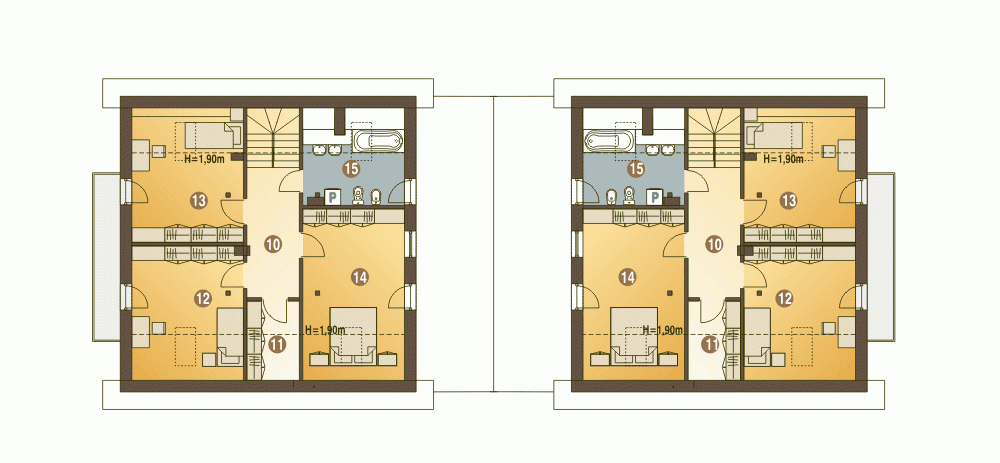 Rzut projektu Nowinka VI bliźniak A1-BL1 - Piętro