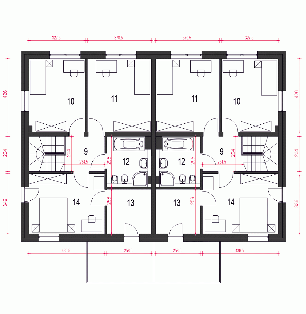 Rzut projektu Zyta II z garażem - Piętro