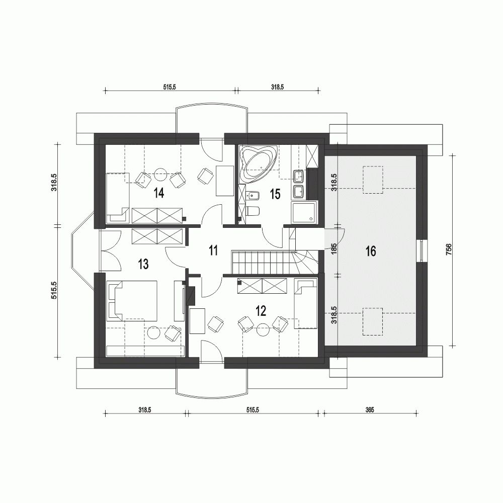 Rzut projektu Dom Dla Ciebie 5 z garażem - Piętro