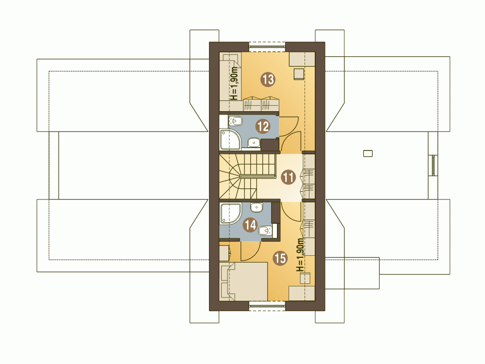 Rzut projektu Artur III A1 z garażem 2st. - Piętro