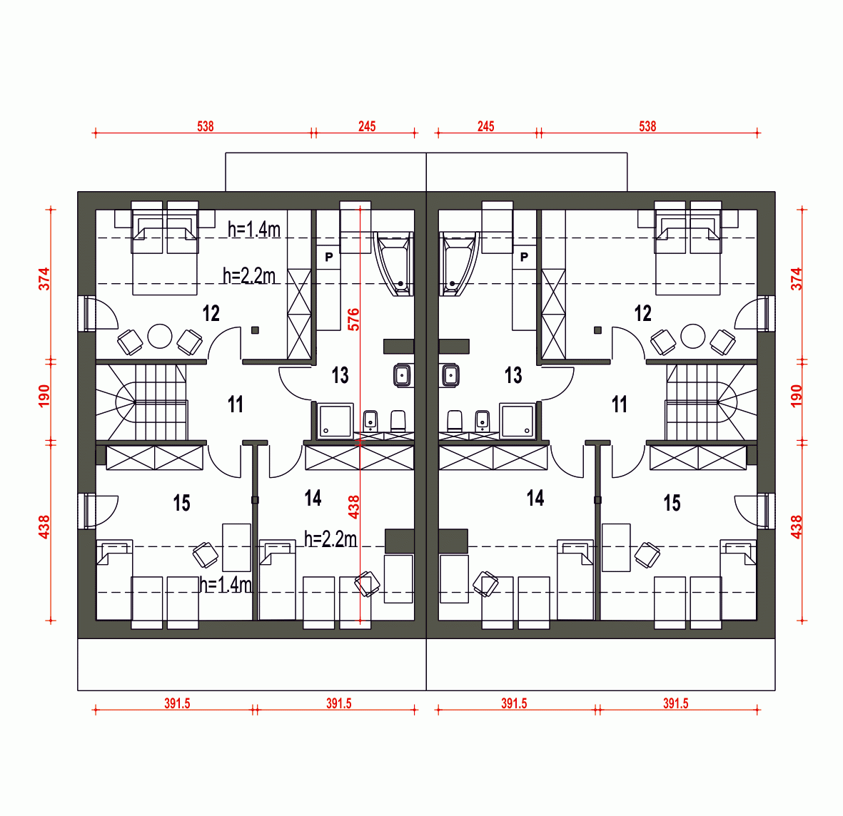 Rzut projektu Mazurek III BL2 z garażem - Piętro