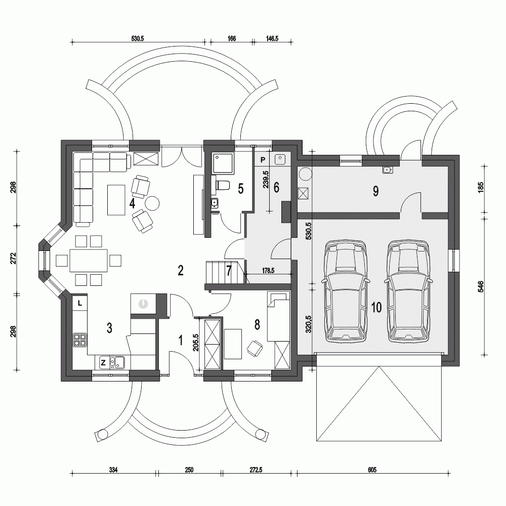 Rzut projektu Dom Dla Ciebie 3 A1 z garażem 2st. - Parter