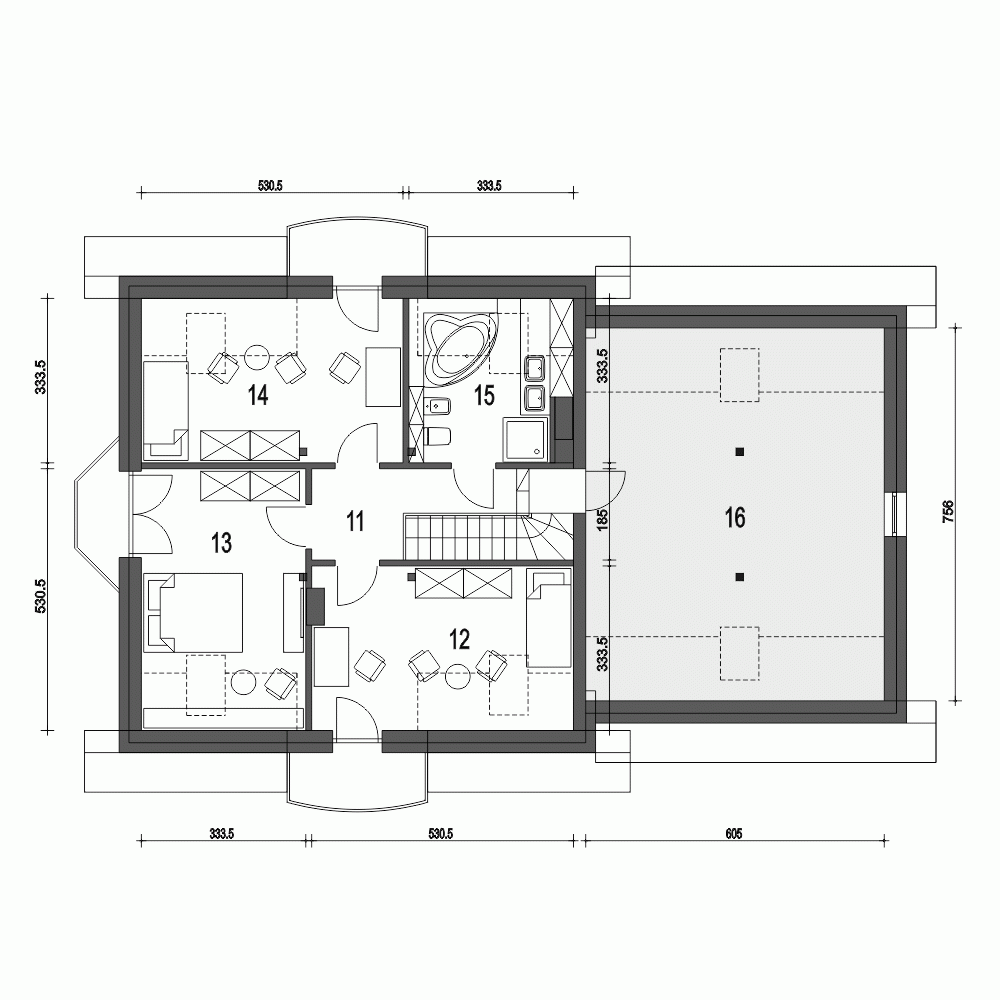 Rzut projektu Dom Dla Ciebie 3 A1 z garażem 2st. - Piętro