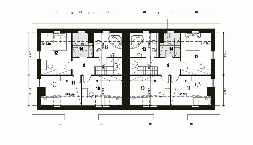 Rzut projektu Lerka bliźniak B-BL2 - Piętro