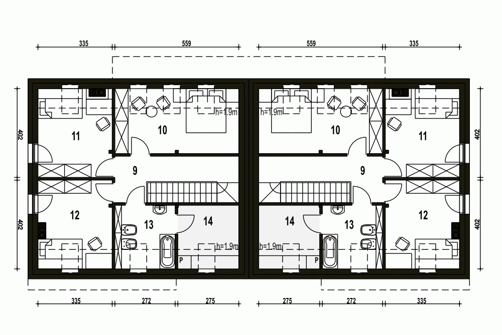 Rzut projektu Sosnówka bliźniak B-BL2 - Piętro