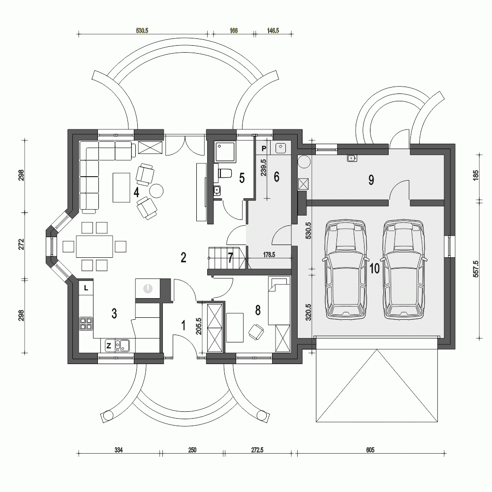Rzut projektu Dom Dla Ciebie 4 A1 z garażem 2st. - Parter