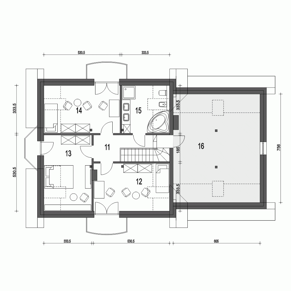 Rzut projektu Dom Dla Ciebie 4 A1 z garażem 2st. - Piętro