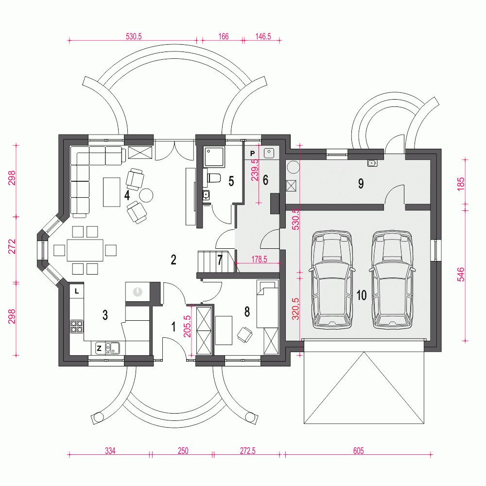 Rzut projektu Dom Dla Ciebie 3 A3 z garażem 2st. - Parter
