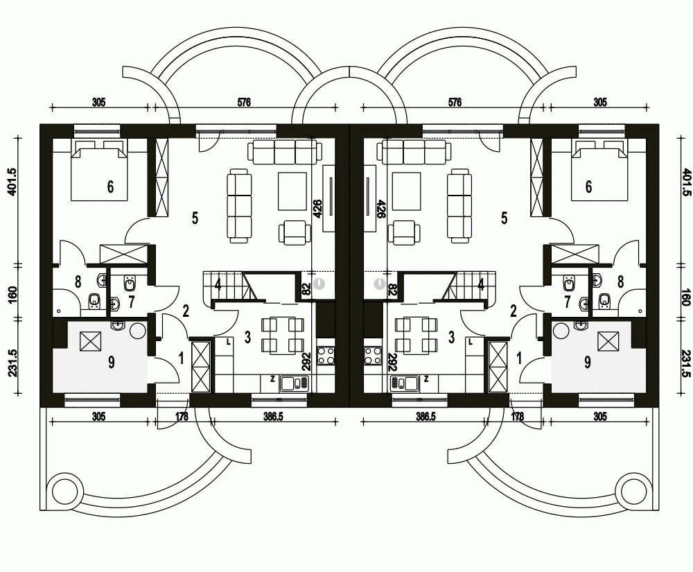 Rzut projektu Sosnówka II B BL2 - Parter