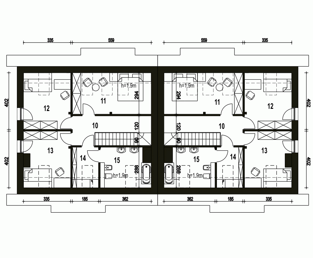 Rzut projektu Sosnówka II B BL2 - Piętro
