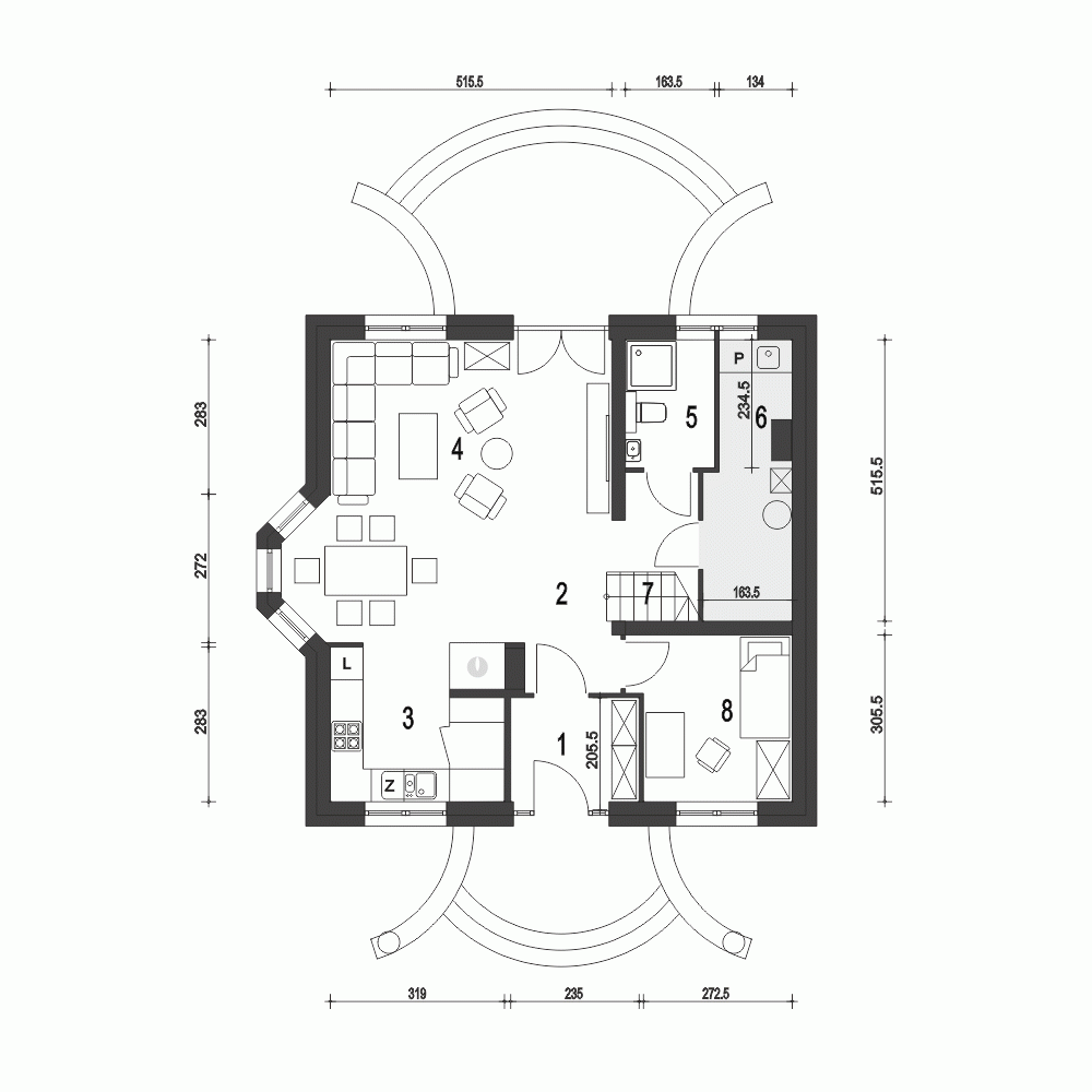 Rzut projektu Dom Dla Ciebie 5 B - Parter