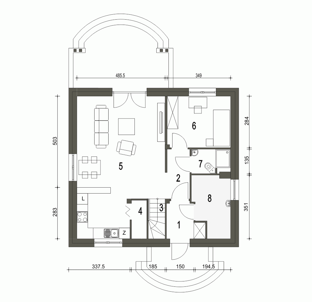 Rzut projektu Nela II - Parter