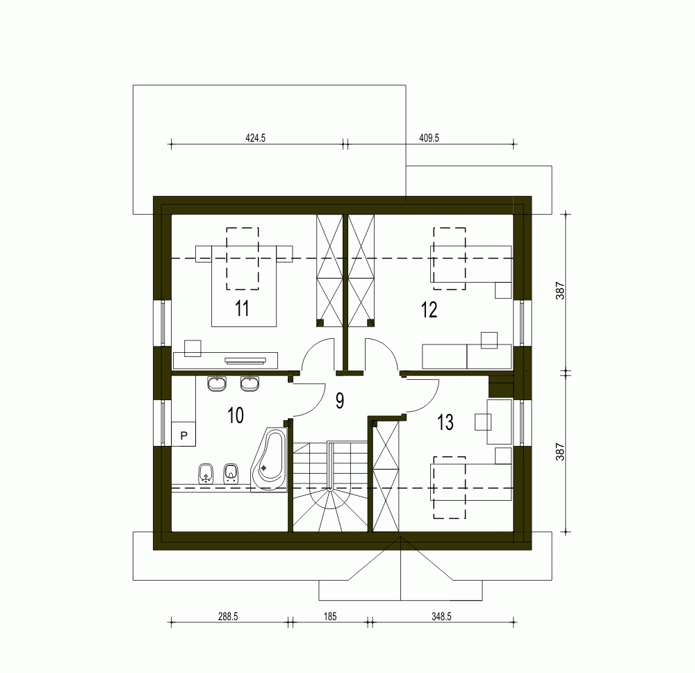 Rzut projektu Nela II - Piętro