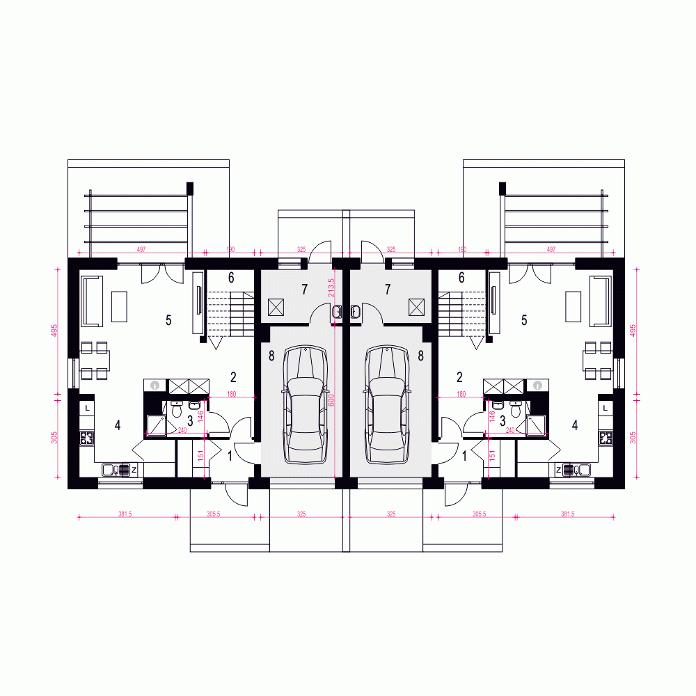 Rzut projektu Igor IV A1-BL z garażem - Parter