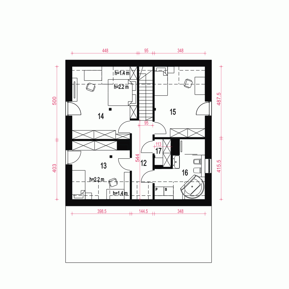 Rzut projektu Nowalia II Mode A1 z garażem - Piętro